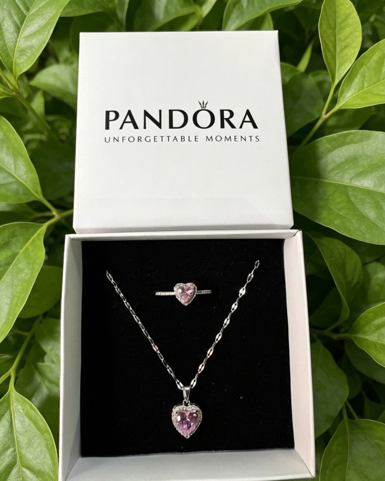 SET CORAZÓN ROSA