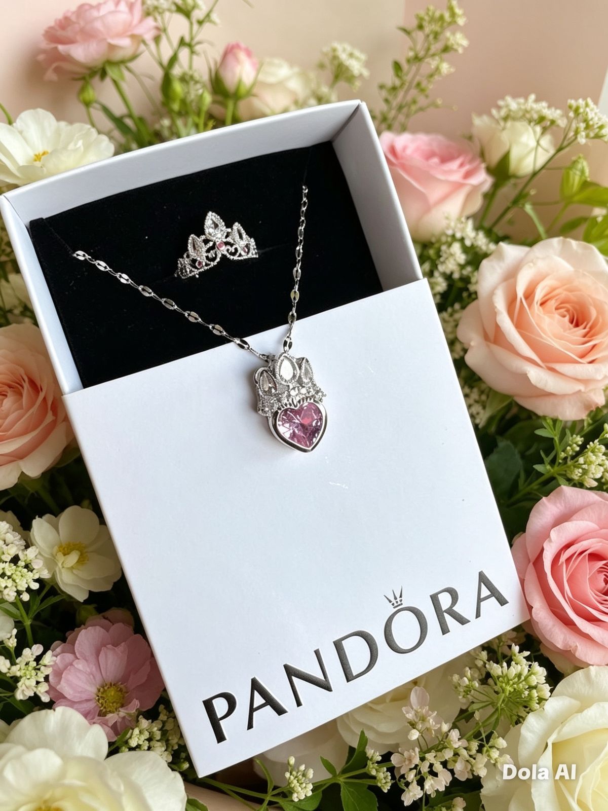 SET DE RAPUNZEL COLLA + ANILLO EN PLATEADO