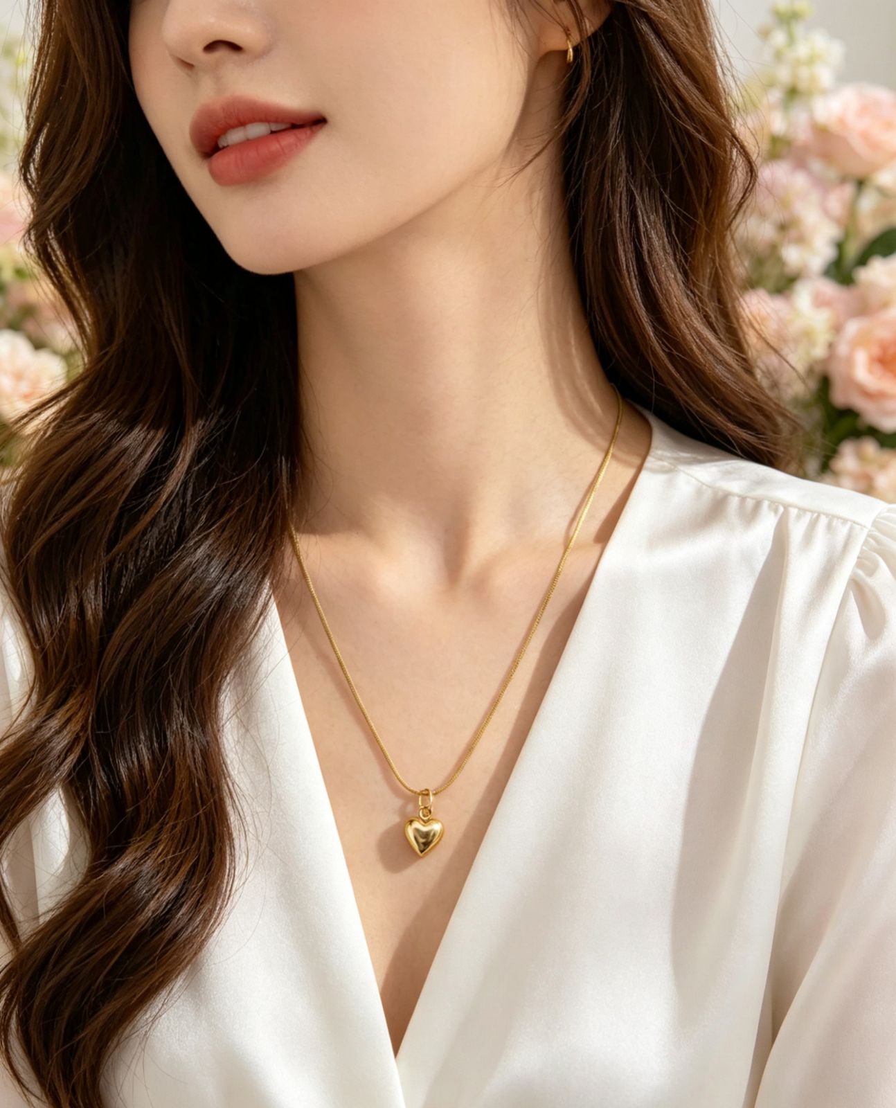 COLLAR CORAZON GLOBITO DORADO